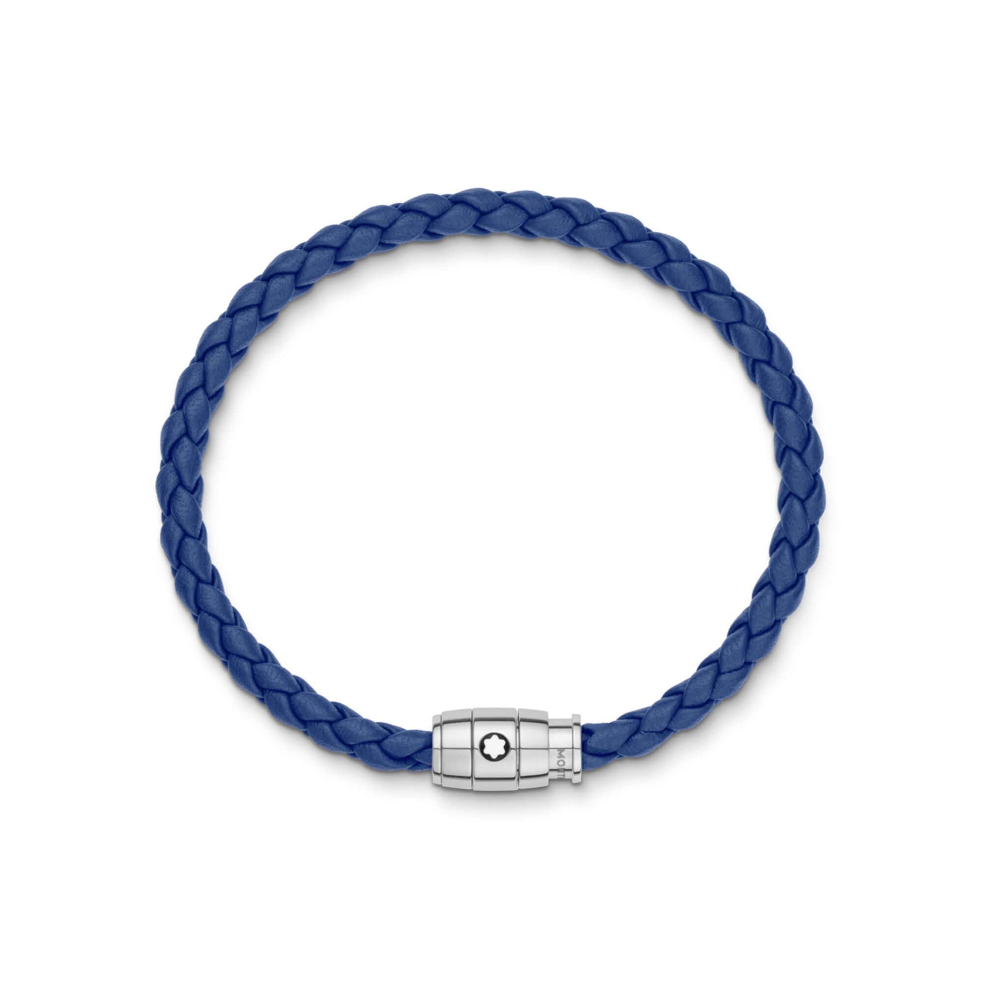 Montblanc Wrap Me Blue Leather and Stainless Steel Bracelet